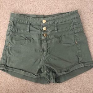 High waisted jean shorts | sage green | size 6